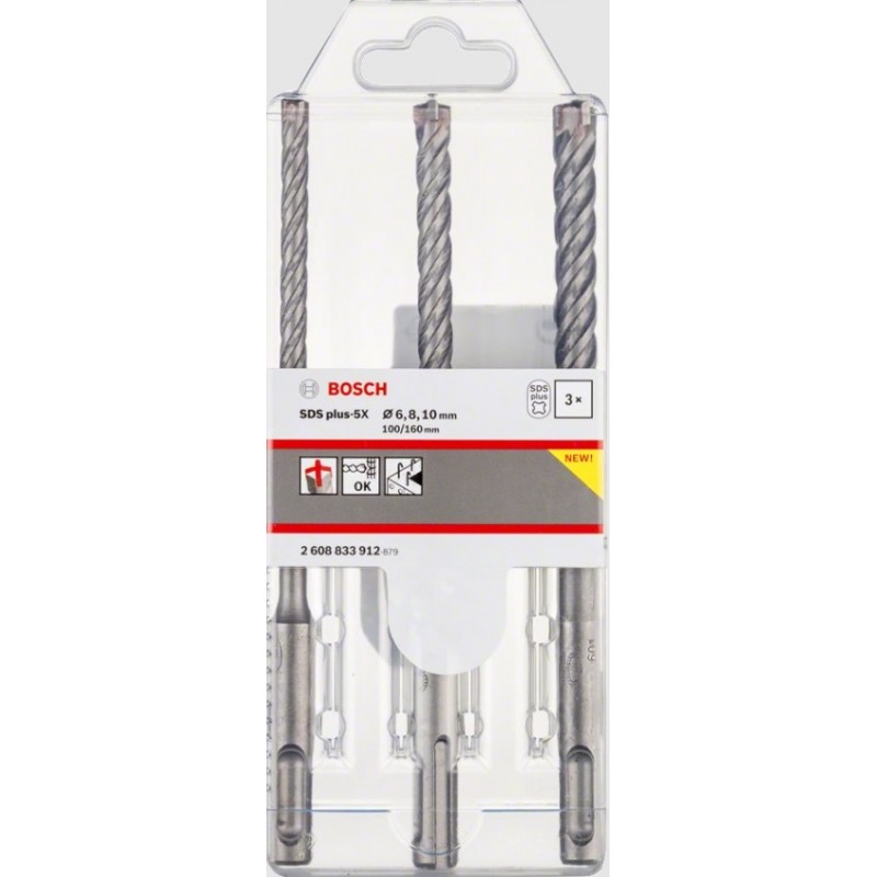 Zestaw wierteł udarowych SDS PLUS-5X BOSCH 6/8/10mm Zestaw wierteł udarowych SDS PLUS-5X BOSCH 6/8/10mm