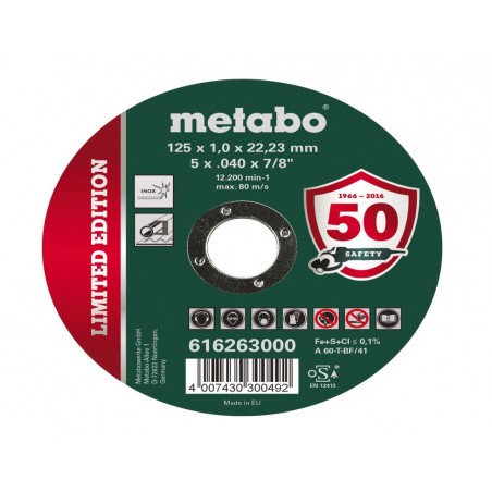 Tarcza tnąca METABO LIMITED EDITION 125x1,0x22,23 Inox, 616263000