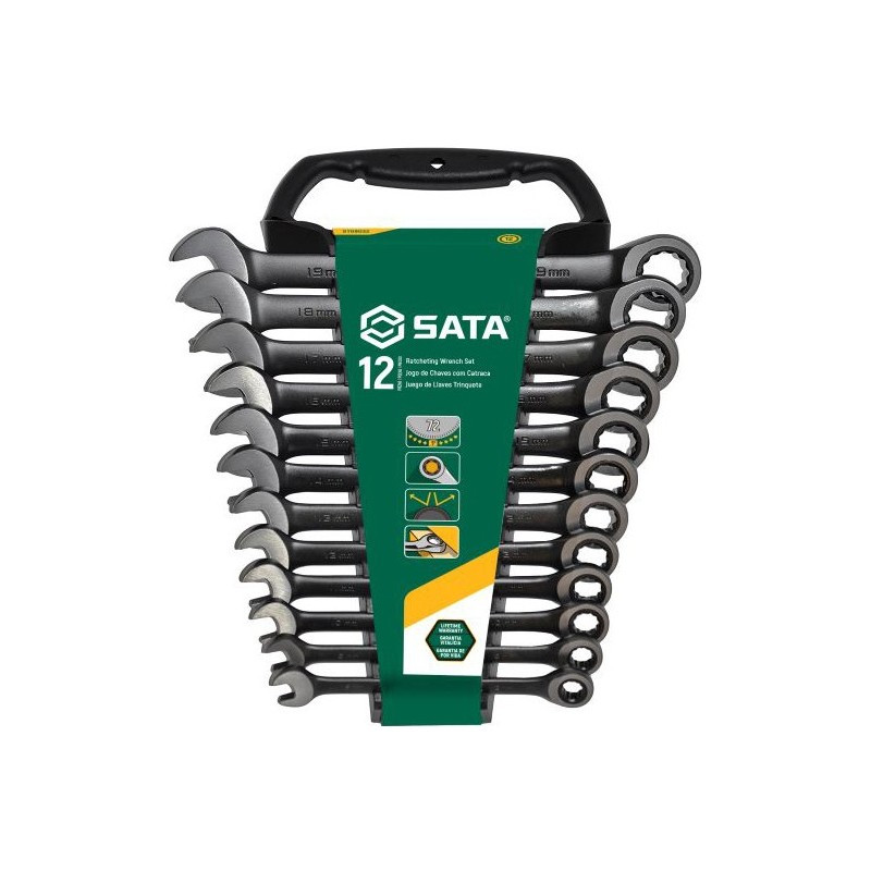 Zestaw 12 kluczy z grzechotką 8-19 mm SATA ST08032
